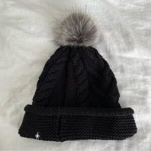 Smartwool black Merino Wool Blend Pom Knit Beanie adult unisex women men